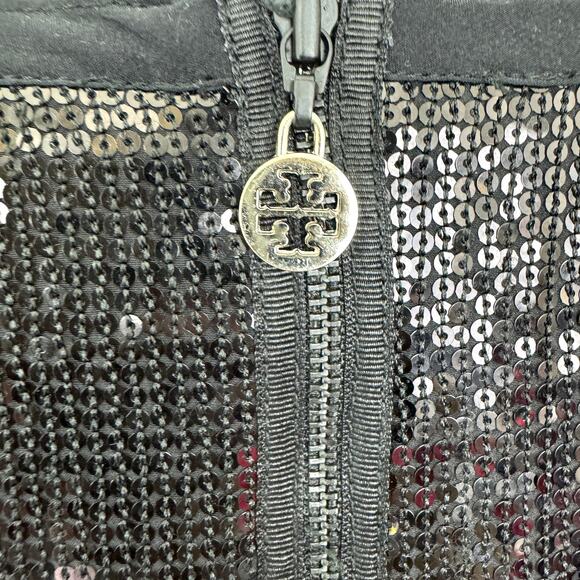 Tory Burch Womens Tunic Top Blouse Size 8 Sequin Silk Party Formal Black - Picture 5 of 7